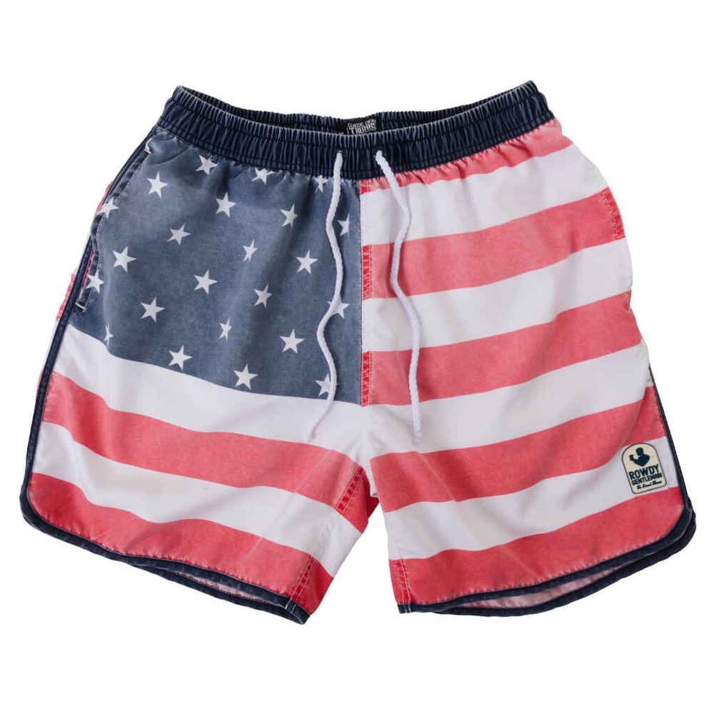 NEW Rowdy Gentleman American Flag Swim Trunks